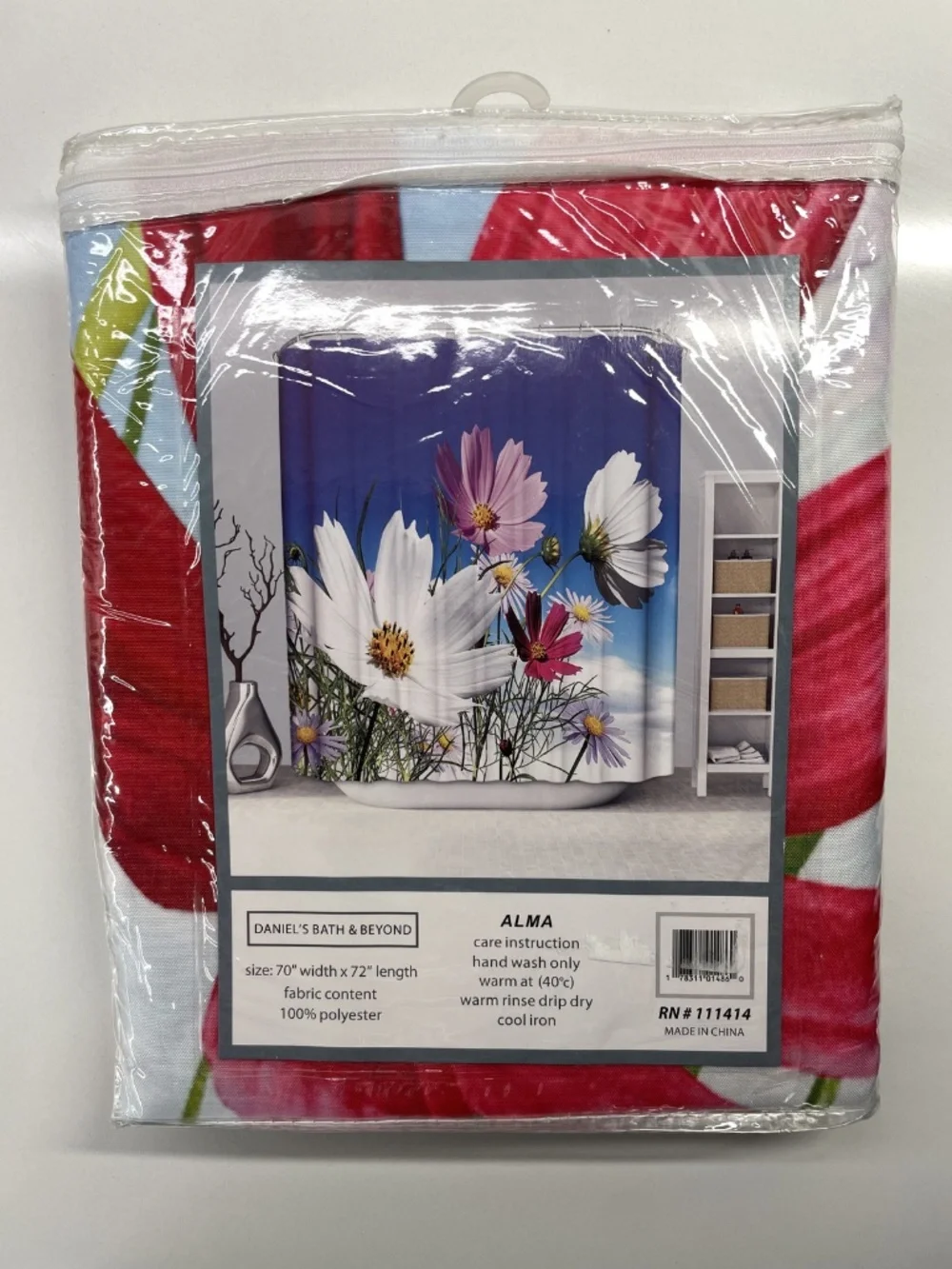 Alma Sky Blue Shower Curtain | Clouds & Floral Print | 70
